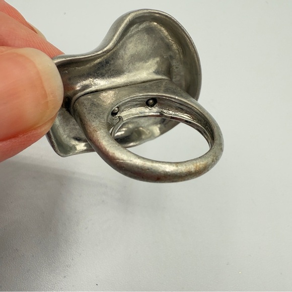 Modernist Abstract Silver Tone Ring - Picture 9 of 14